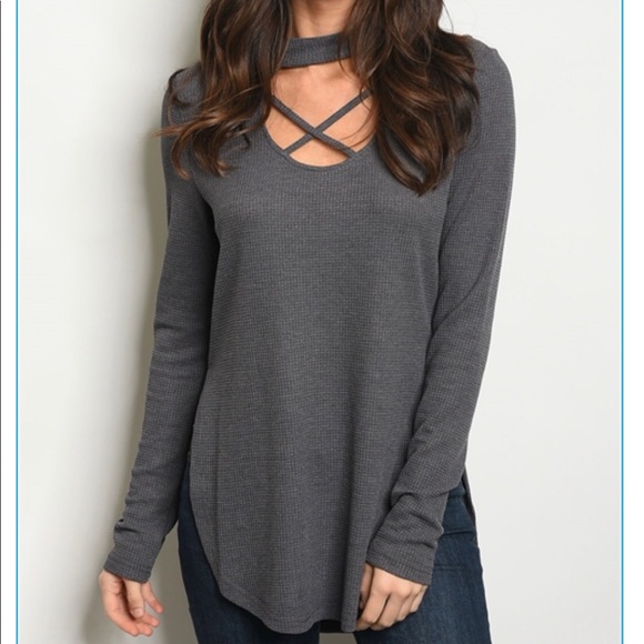 Charcoal crisscross tunic - Picture 1 of 1